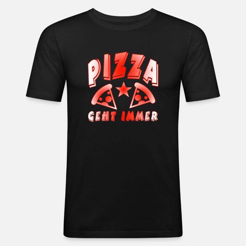 Pizza - Männer Slim Fit T-Shirt - Schwarz