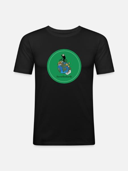 Eco Panda on Bike - Men's Slim Fit T-Shirt - black