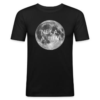 Neil Armstrong means backwards Alien - Men's Slim Fit T-Shirt - black - Front - Nik (191cm)