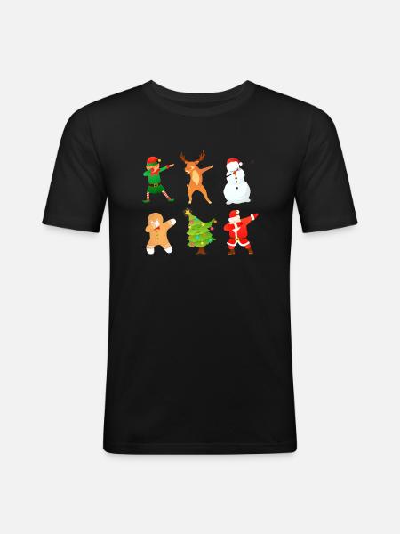 Dabbing Christmas Gingerbread Man Christmas Tree - Men's Slim Fit T-Shirt - black