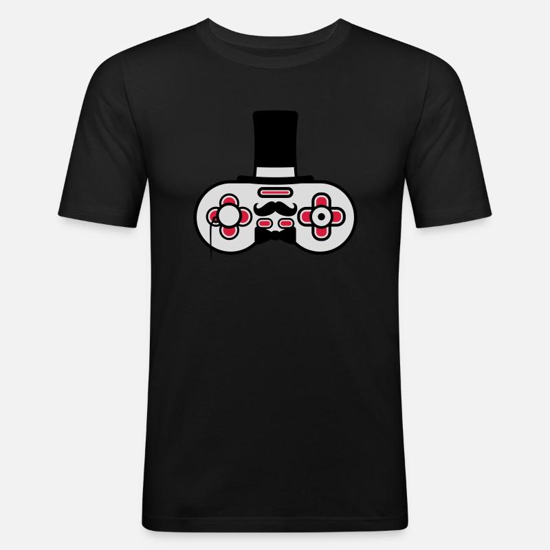 Gentlemen old controller retro - Men's Slim Fit T-Shirt - black