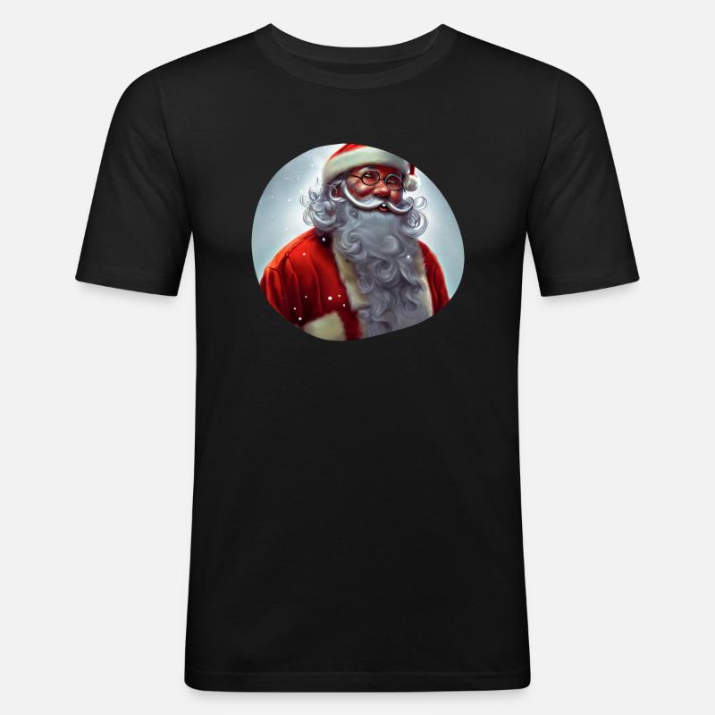 Weihnachtsmann - Männer Slim Fit T-Shirt - Schwarz
