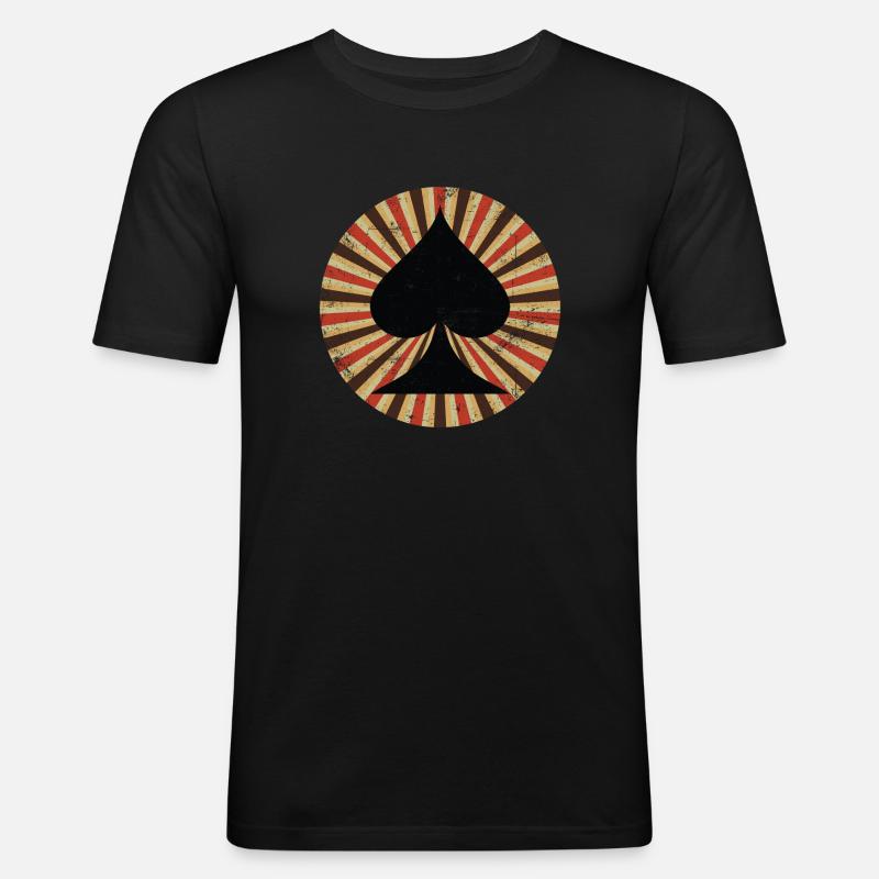 Poker Pik Retro - Männer Slim Fit T-Shirt - Schwarz