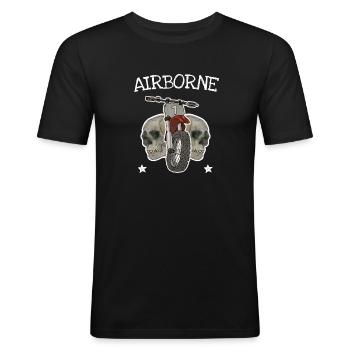 Airborne Motorfiets - Mannen slim fit T-shirt - zwart - Voor - Nik (191cm)