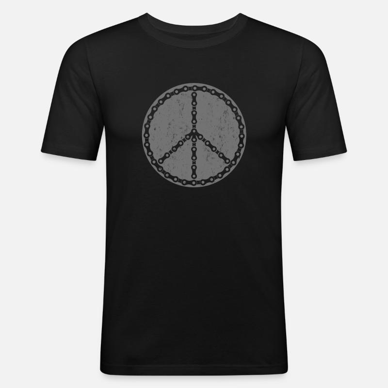 Fahrradkette Peace - Männer Slim Fit T-Shirt - Schwarz