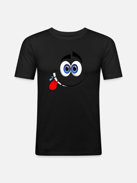 Happy Face 001 - Männer Slim Fit T-Shirt - Schwarz