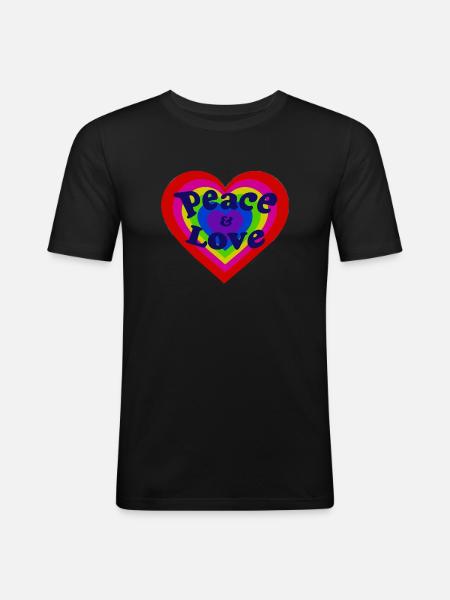 Peace and Love - Men's Slim Fit T-Shirt - black