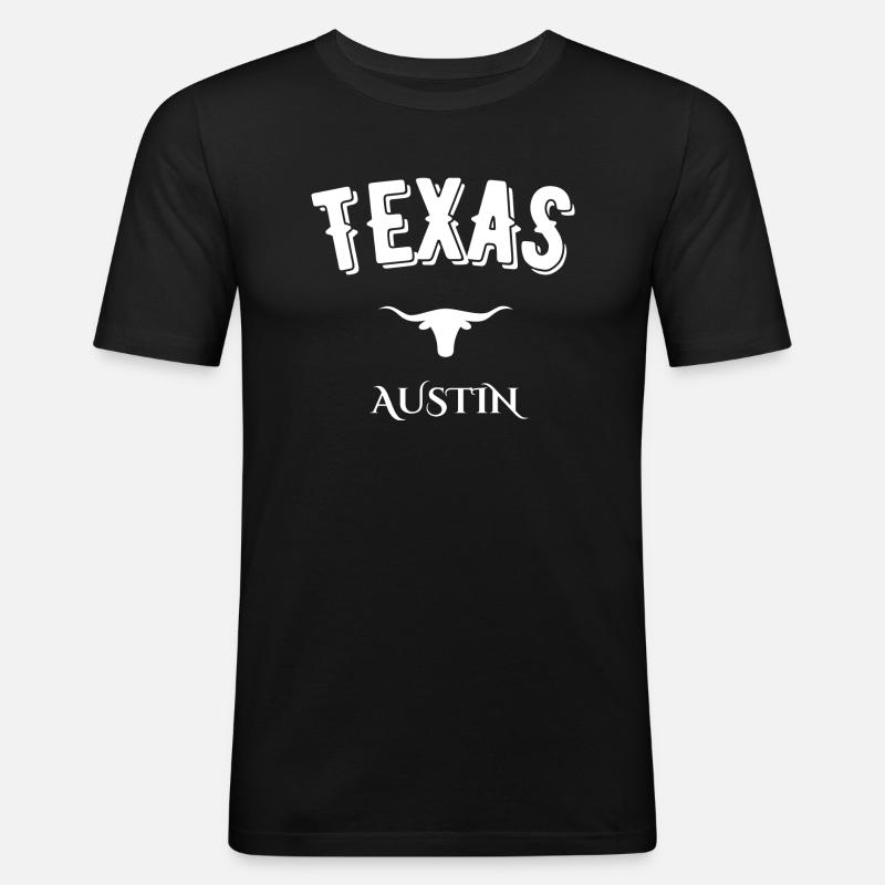 Texas Austin - Männer Slim Fit T-Shirt - Schwarz
