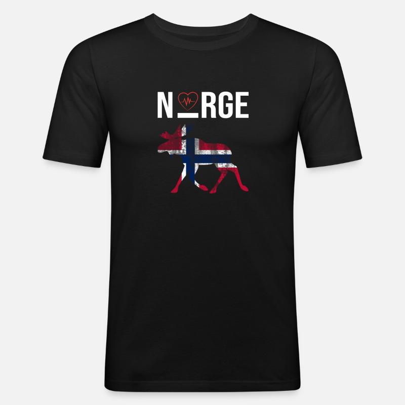 Norge Love - Männer Slim Fit T-Shirt - Schwarz