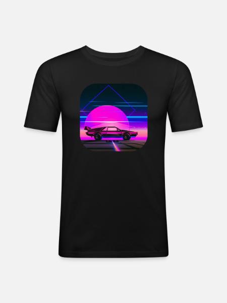 Retour aux années 80 | Synthwave - T-shirt près du corps Homme - noir
