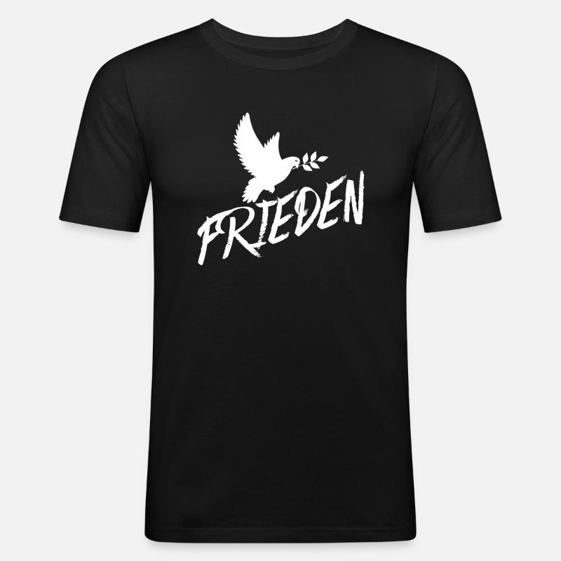 Frieden - Männer Slim Fit T-Shirt - Schwarz