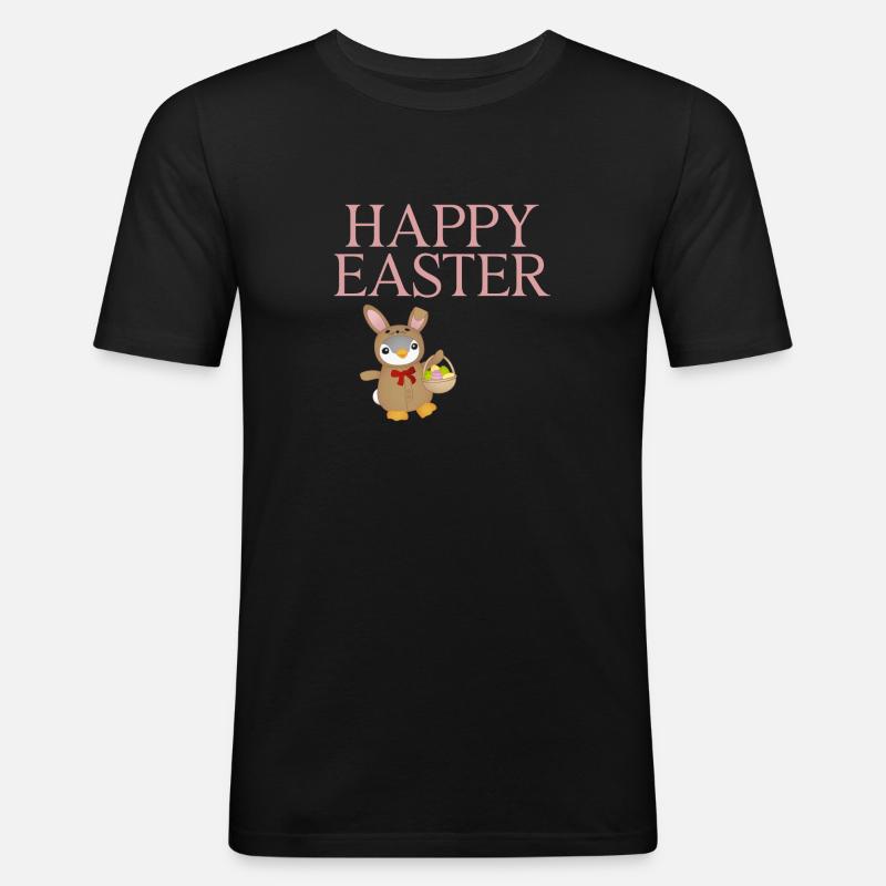 Happy Easter from Pingi - Männer Slim Fit T-Shirt - Schwarz
