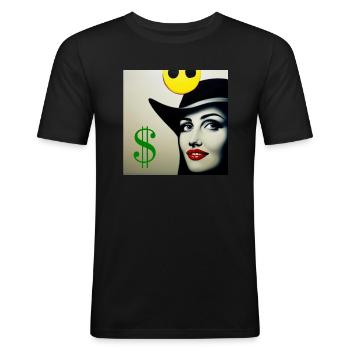 Dollar Girl - Männer Slim Fit T-Shirt - Schwarz - Vorne - Nik (191cm)