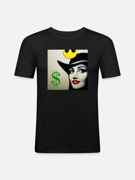 Dollar Girl - Männer Slim Fit T-Shirt - Schwarz