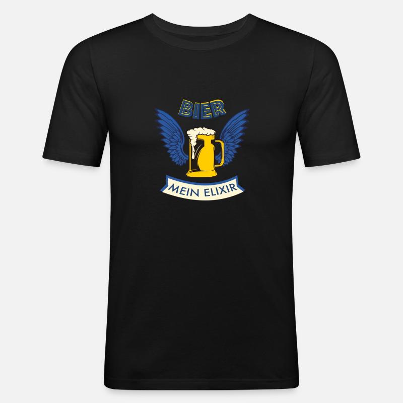 Bier mein Elixir - Männer Slim Fit T-Shirt - Schwarz