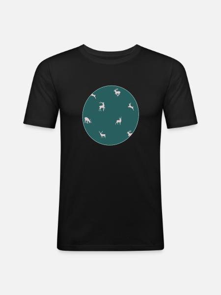 #patterncircledeer - Männer Slim Fit T-Shirt - Schwarz