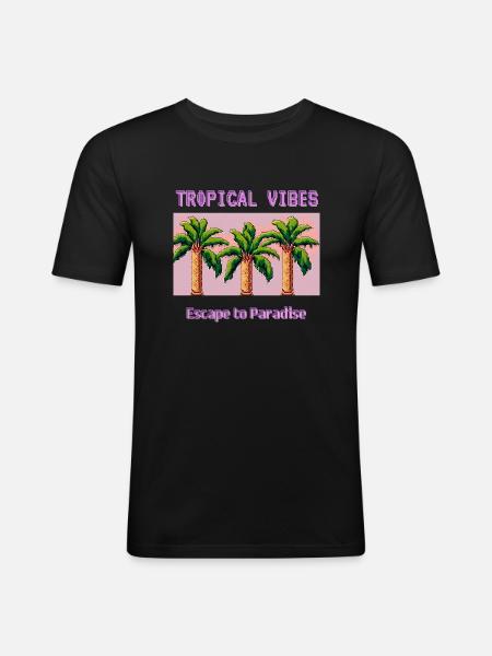 Tropical Vibes Escape to Paradise - Men's Slim Fit T-Shirt - black