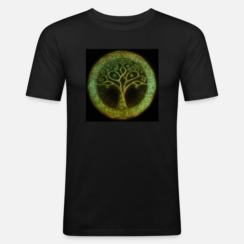 Keltischer Baum des Lebens - Männer Slim Fit T-Shirt - Schwarz