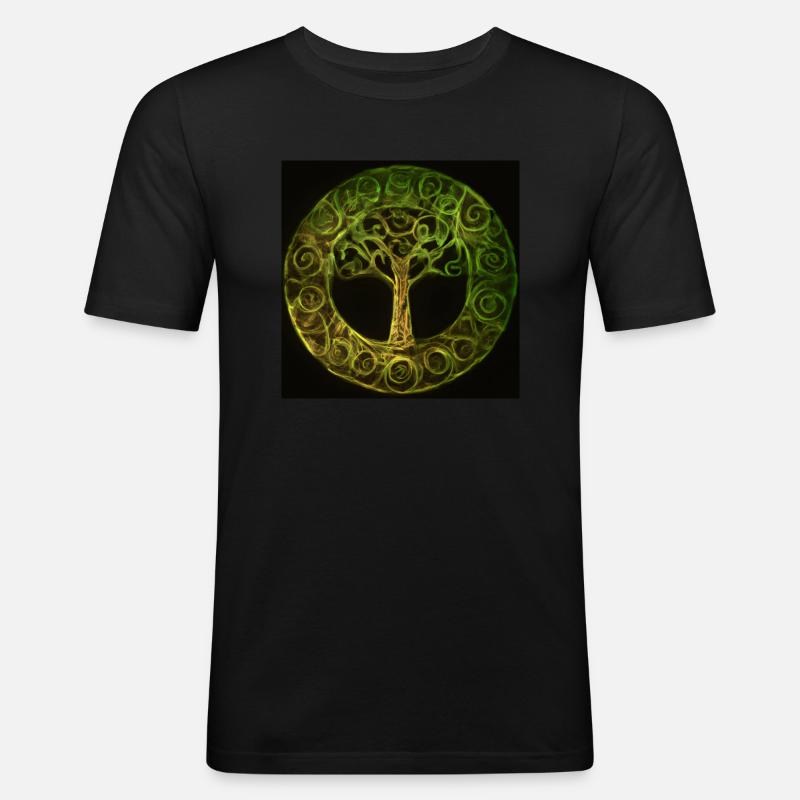 Keltischer Baum des Lebens - Männer Slim Fit T-Shirt - Schwarz