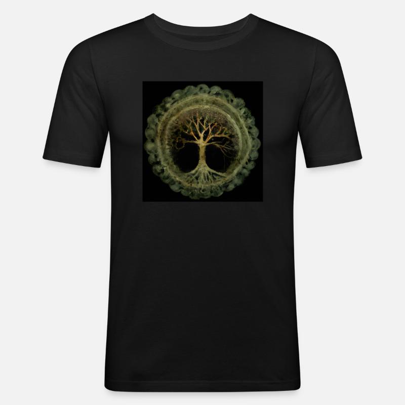 Keltischer Baum des Lebens - Männer Slim Fit T-Shirt - Schwarz