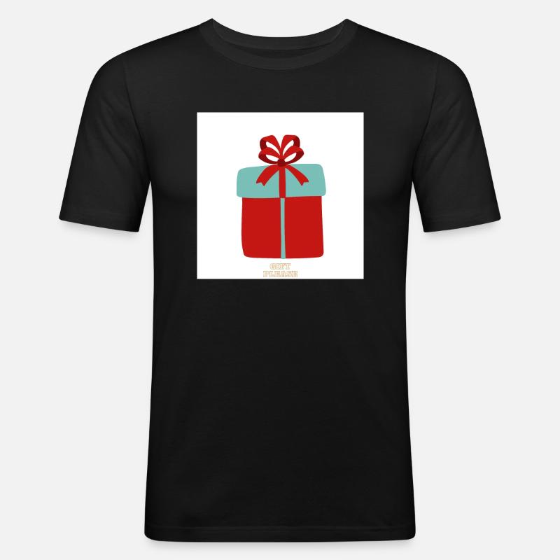 Bitte verschenken - Männer Slim Fit T-Shirt - Schwarz