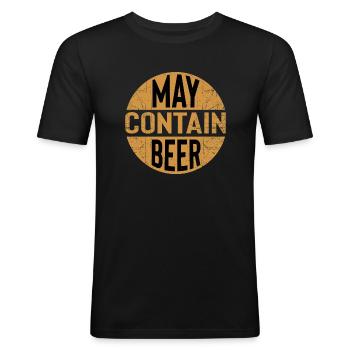 Drôle de chemise de bière pour hommes, pull - T-shirt près du corps Homme - noir - Devant - Nik (191cm)