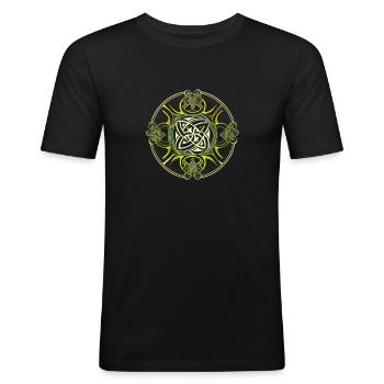 Croix celte - T-shirt près du corps Homme - noir - Devant - Nik (191cm)