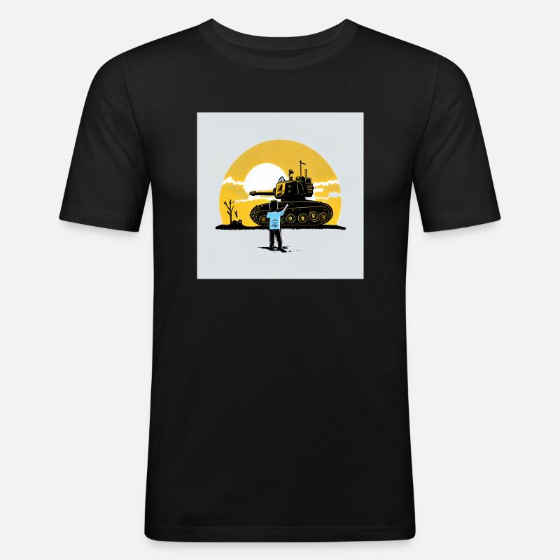Skybound Panzerkrieger - Männer Slim Fit T-Shirt - Schwarz