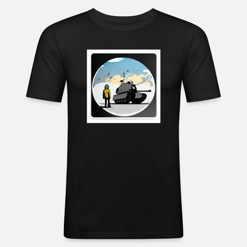 Skybound Panzerkrieger - Männer Slim Fit T-Shirt - Schwarz