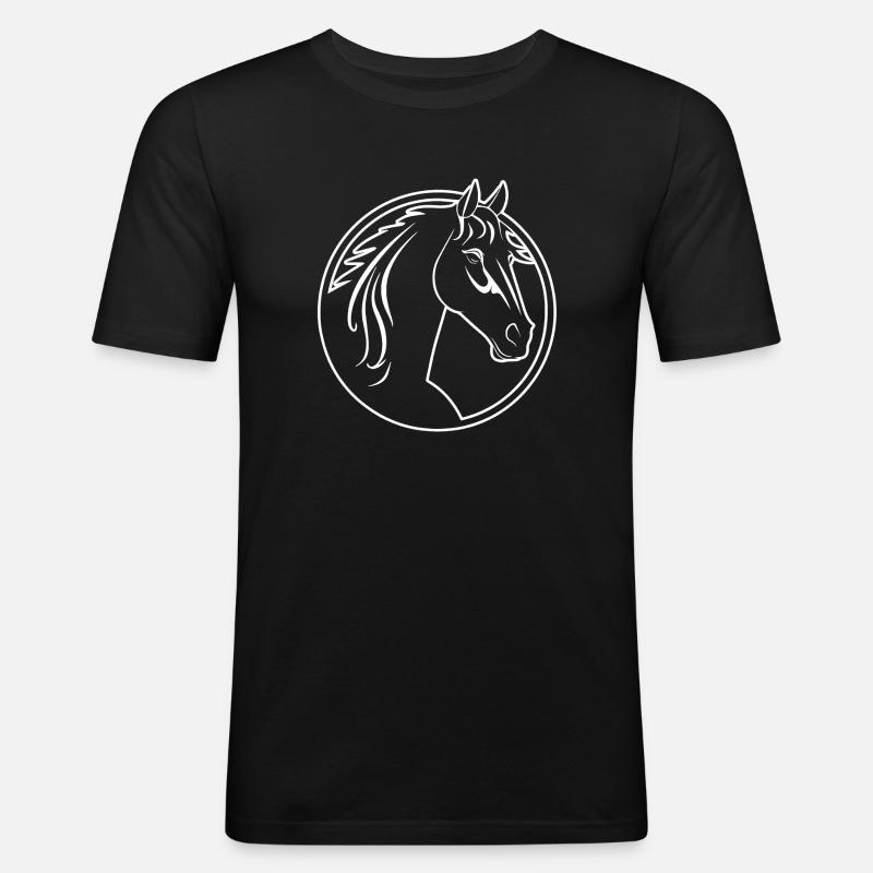 Pferd Pferdekopf Pony - Männer Slim Fit T-Shirt - Schwarz
