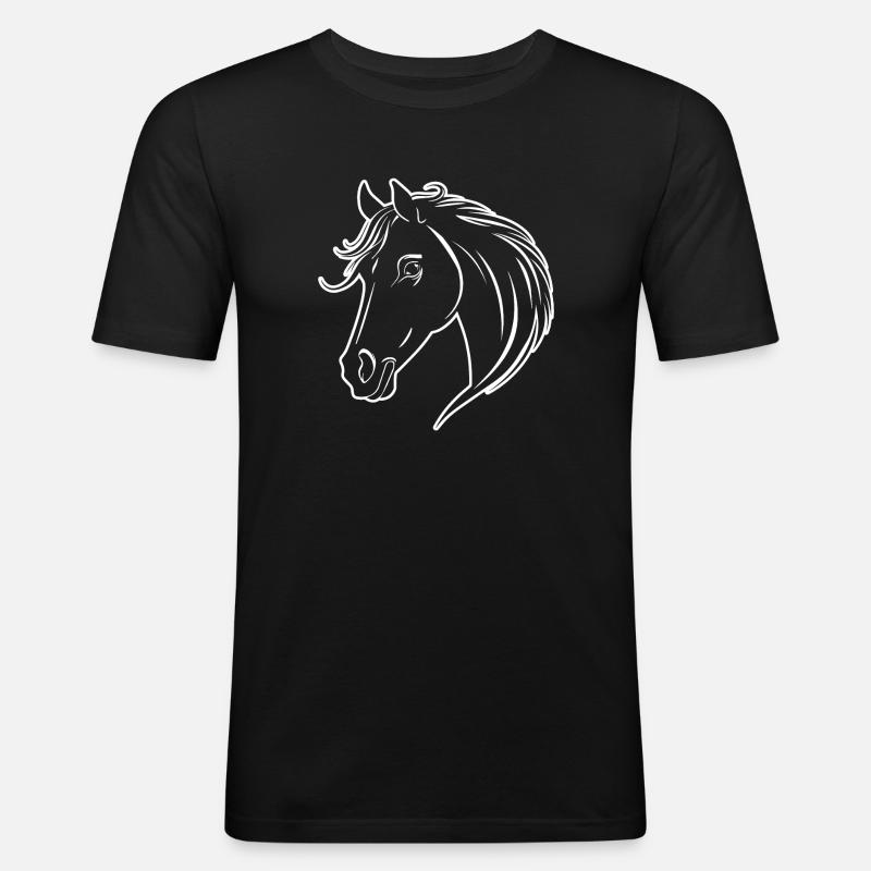 Pferd Pferdekopf Pony - Männer Slim Fit T-Shirt - Schwarz