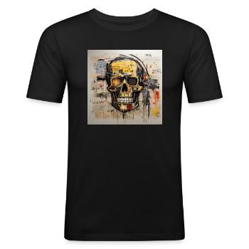 SKULL STREET ART - T-shirt près du corps Homme - noir - Devant - Nik (191cm)