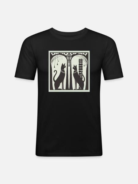 Egyptian cats - Men's Slim Fit T-Shirt - black