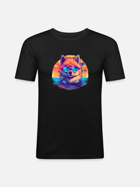 Retro Pomeranian - Men's Slim Fit T-Shirt - black