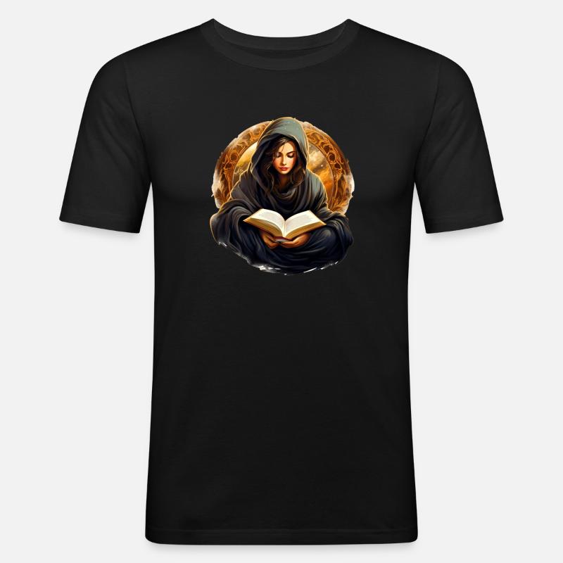 Reading with a cuddly blanket - Men's Slim Fit T-Shirt - black
