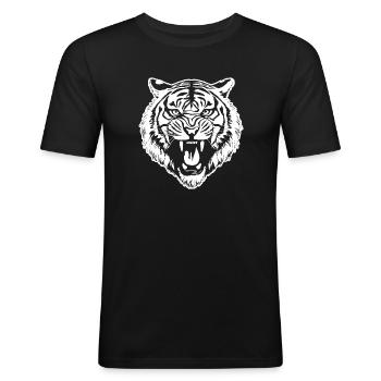 Tiger Big Cat - Men's Slim Fit T-Shirt - black - Front - Nik (191cm)