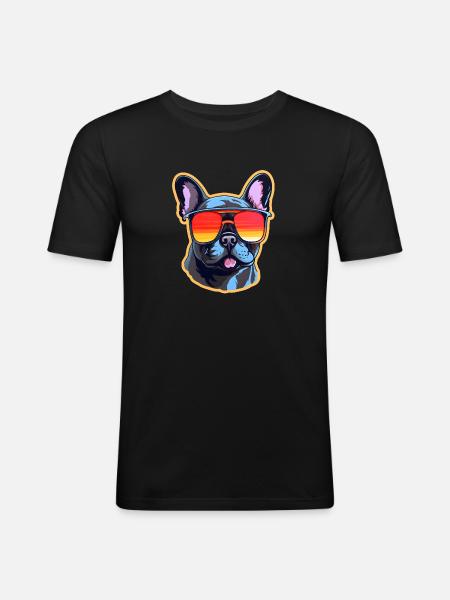 French bulldog with sunglasses - Men's Slim Fit T-Shirt - black