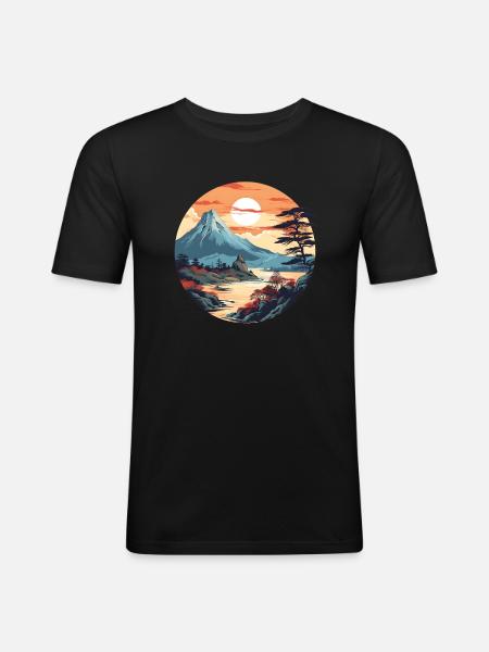 over the Japanese Mountains - Men's Slim Fit T-Shirt - black