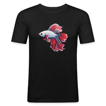 Betta Fish Fighter Aquarium Passion Water - Männer Slim Fit T-Shirt - Schwarz - Vorne - Nik (191cm)