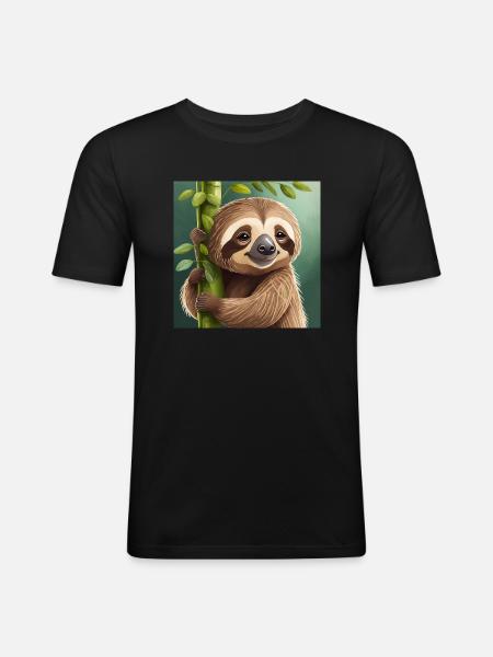 cute little sloth dragon funny - Men's Slim Fit T-Shirt - black