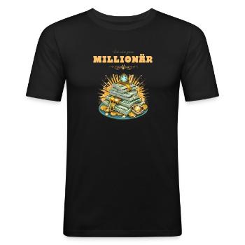 Millionär - Männer Slim Fit T-Shirt - Schwarz - Vorne - Nik (191cm)