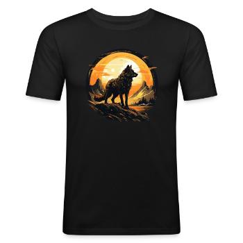 Geschenk Wikinger Wolf Krafttier Schamane Odin - Männer Slim Fit T-Shirt - Schwarz - Vorne - Nik (191cm)