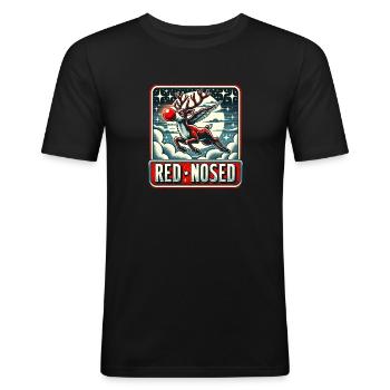 Retro Red Nose Flight - Men's Slim Fit T-Shirt - black - Front - Nik (191cm)