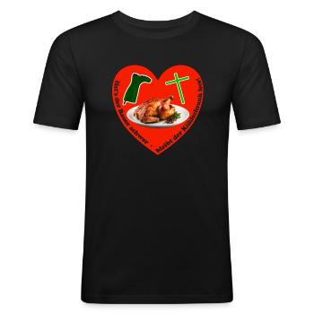 Hats der Bauer schwer, bleibt der Kühlschrank leer - Männer Slim Fit T-Shirt - Schwarz - Vorne - Nik (191cm)