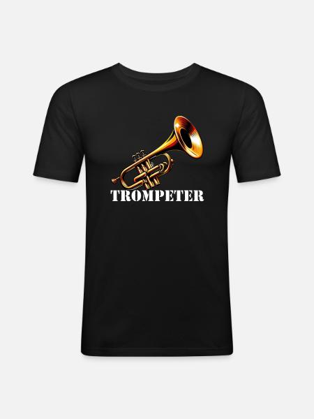 Trompeter - Männer Slim Fit T-Shirt - Schwarz