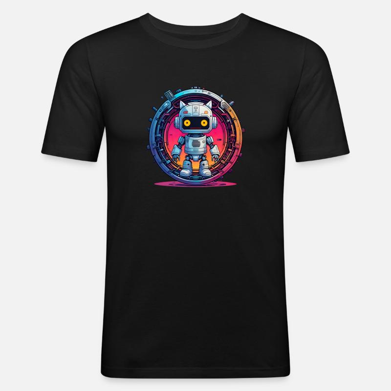 GETRIEBE & ROBOTER - Männer Slim Fit T-Shirt - Schwarz