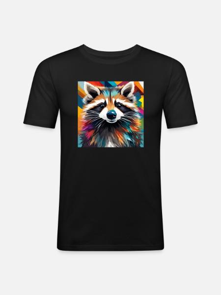 Waschbär - Männer Slim Fit T-Shirt - Schwarz