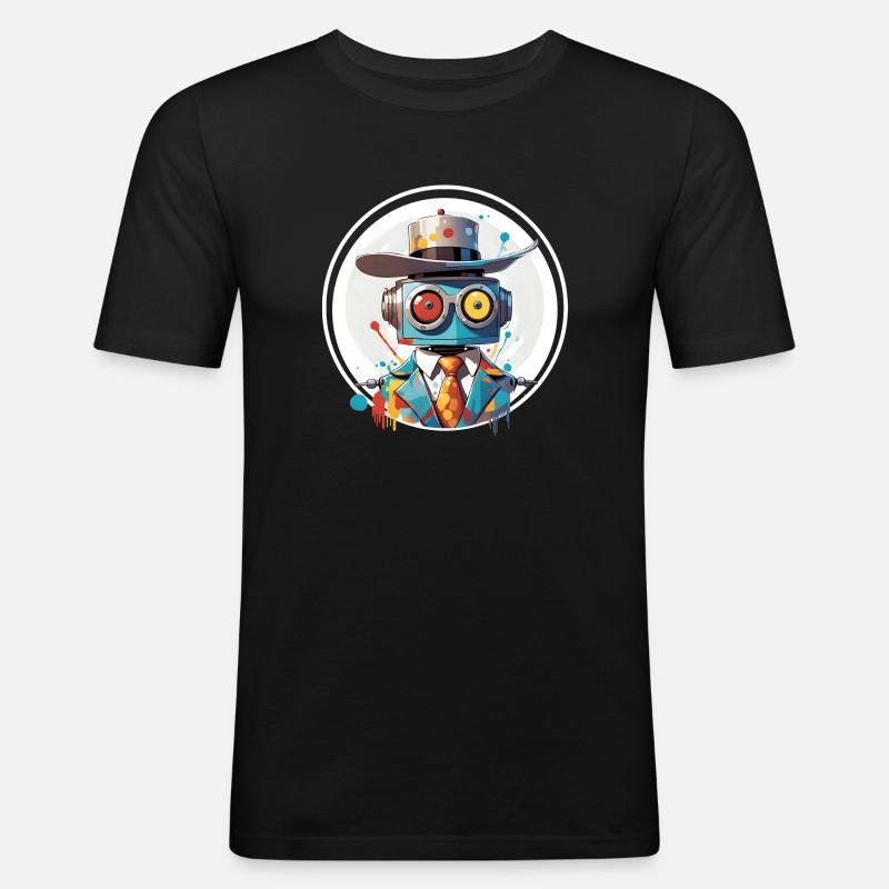 ROBOT DE GALA - Men's Slim Fit T-Shirt - black