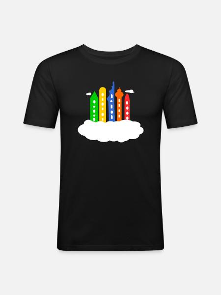 City in the clouds - Men's Slim Fit T-Shirt - black