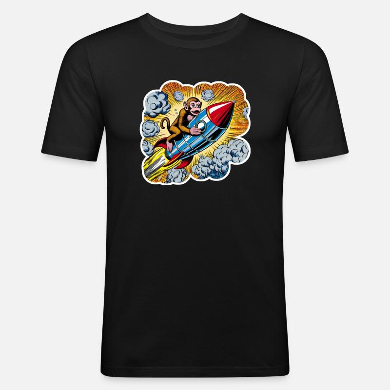The flying ape - Männer Slim Fit T-Shirt - Schwarz
